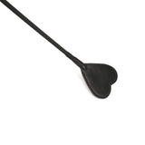 Luxury green leather riding crop with gemstone heart-shaped tip for BDSM play