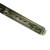 Luxury green leather collar with gemstones and D-ring for erotic bondage play, item number CL-80854GR