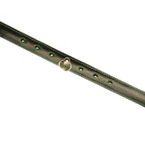 Luxury green leather choker with gemstone details and adjustable metal O-ring, ideal for BDSM and erotic play