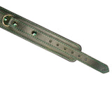 Luxury green leather wrist cuffs with gemstone details and adjustable holes, highlighting premium oil wax finish and elegant design.