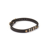 Black Italian Leather Choker with SLUT Letters Adjustable Buckle from LIEBE SEELE