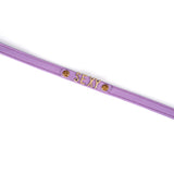 Purple Italian leather choker with gold 'SEXY' letters and gemstone details for fashionable, bold accessory trends