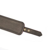 Close-up of Kinbaku Ukiyo-e luxury red rosy lamb suede leather handcuff with copper plated metal details