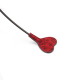 Red rosy lamb suede leather mini crop with ukiyo-e print for BDSM, Kinbaku Ukiyoe series
