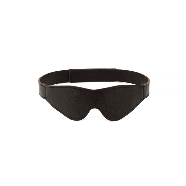 Brown leather blindfold from the Wild Gent collection, designed for sensory deprivation and comfort, no metal hardware, one size fits all