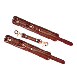 Wine Red: Leather Narrow Handcuffs with Rose Gold Hardware