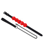 Flower Rhythm Leather Collar with Leash