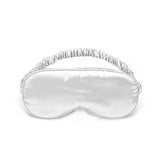 Silky Super Soft Sleeping Mask Satin Blindfold in silver color with elastic strap, essential for sensory deprivation