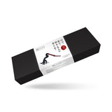 Wine Red collection leather flogger packaging featuring Asian-inspired crane artwork and traditional Japanese calligraphy