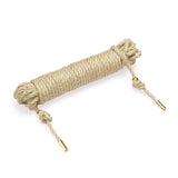 Natural Shibari Bondage Hemp Rope Jute Rope 10m with gold-tone tips, ideal for Japanese rope bondage techniques