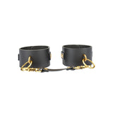 Samurai: Thick Leather Handcuffs with Copper-plated Metal