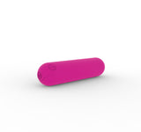 Dynamic Rainbow Silicone Bullet Vibrator in pink with interchangeable heads, waterproof and rechargeable design