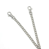 Silver metal chains with clasps, component of bondage gear for adjustable nipple clamps
