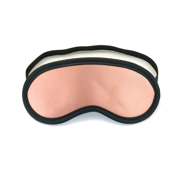 Rose Gold Leather Blindfold with Faux Fur Lining for Sensory Deprivation, part of BDSM Bondage Accessories
