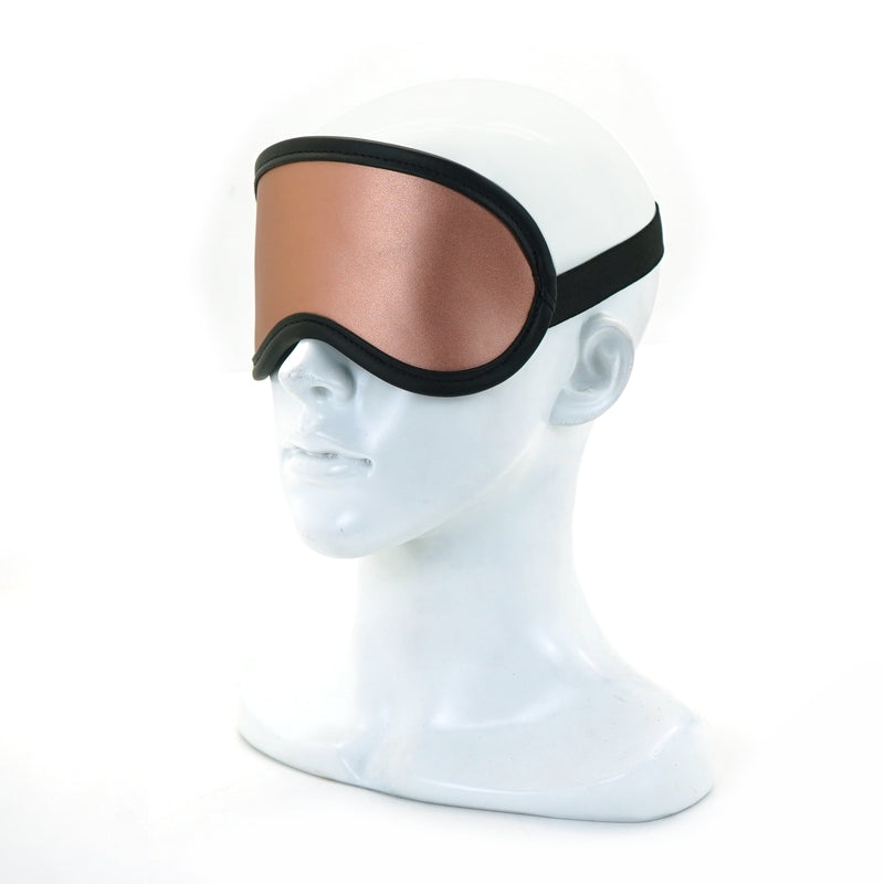 Rose Gold Leather Blindfold with Faux Fur Lining for BDSM Sensory Deprivation