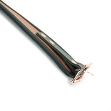 Close-up of rose gold buckle on black leather bondage collar, highlighting luxurious design and adjustable feature