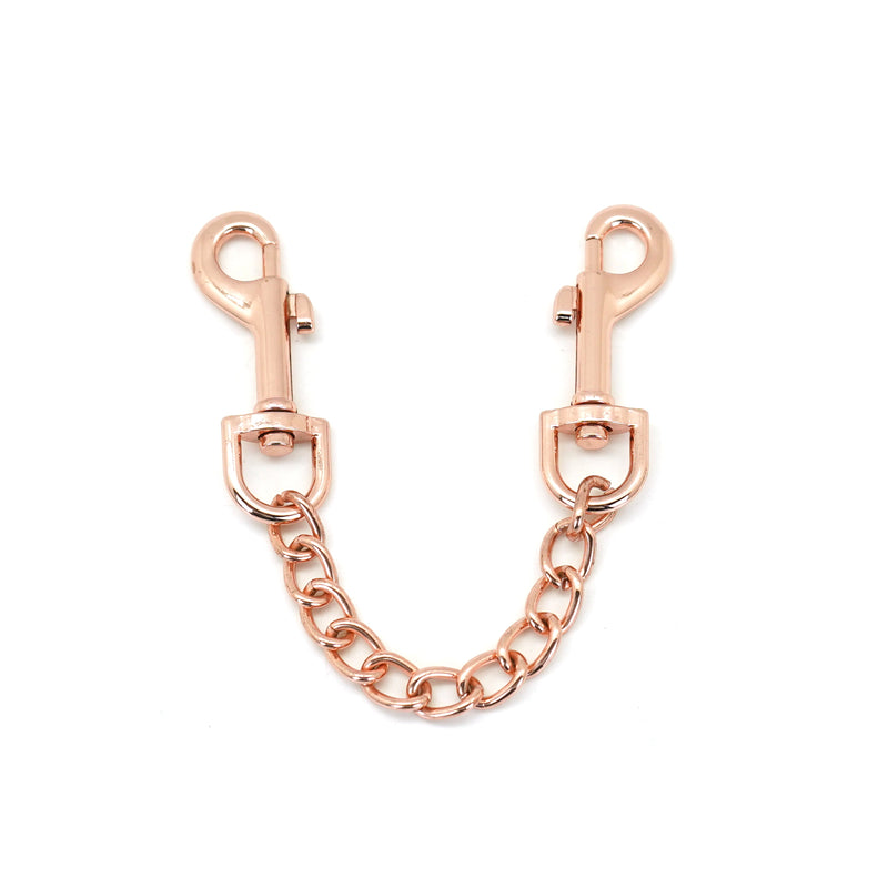 Rose gold BDSM ankle cuffs metal chain with quick-release clips for bondage play