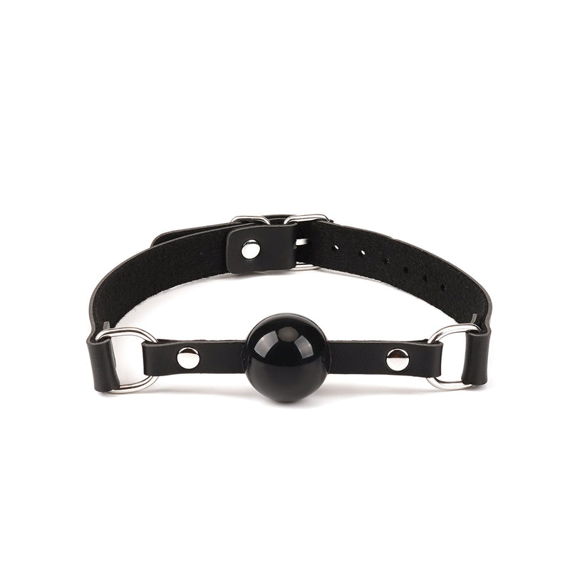 Black neoprene ball gag with adjustable strap for beginners bondage kit.