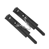 Eco-friendly Black Bond recycled leather handcuffs with soft lining and adjustable metal buckles for BDSM play