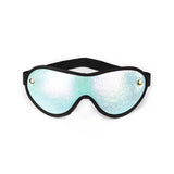 Vivid Sorairo glossy blue soft bondage kit blindfold with holographic turquoise finish and black strap