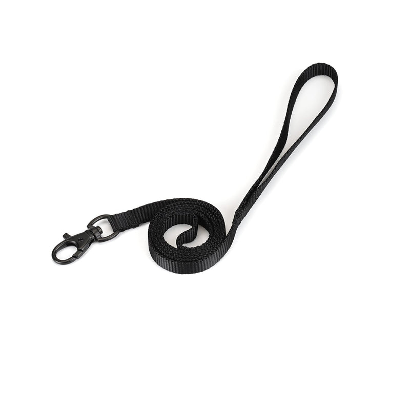 Black vegan leather collar leash with durable metal clip and loop handle for bondage play