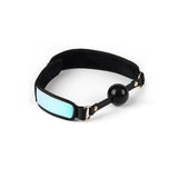 Holographic blue soft bondage ball gag from the Vivid Sorairo Glossy Blue Bondage Kit