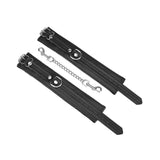 Black Bond recycled leather ankle cuffs with silver hardware from Liebe Seele's sustainable bondage accessories collection.
