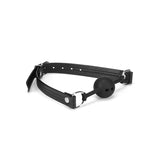 Black Bond Breathable Silicone Ball Gag with Leather Straps for BDSM Play