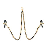 Adjustable black beads chains with nipple clamps for sensual bondage play