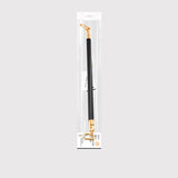 Dark Secret leather-coated leg spreader bar in packaging, with elegant black leather and gold finish, designed for enhanced BDSM play