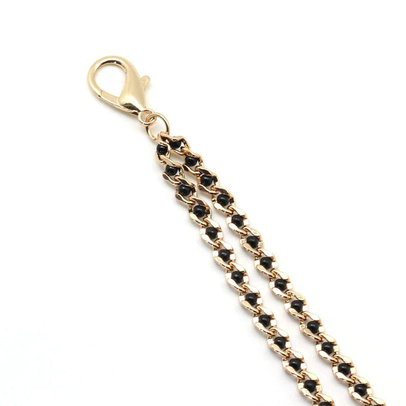 Adjustable black bead chain with rubber-tipped nipple clamps for bondage play
