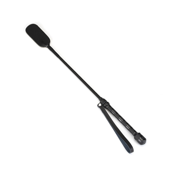 Eco-friendly Black Bond leather riding crop with wide tip for spanking play