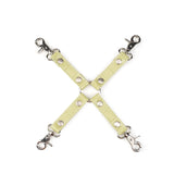 Electric yellow beginner's bondage hog-tie accessory with silver clips from Macaron Electric Yellow bondage kit