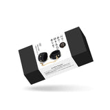 Luxurious Liebe Seele leather ankle cuffs with gold hardware presented in elegant packaging, compatible with bondage accessories