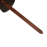 Luxury dark brown leather saddle harness with quilted detailing for BDSM pony play, adjustable and crafted from high-quality leather