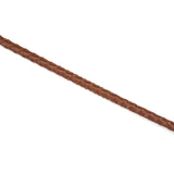 Close-up of tan braided leather handle of The Equestrian luxury riding crop for BDSM play