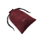 Wine red high-quality velvet storage bag with drawstring and Liebe Seele logo for discreet bondage toy storage.