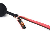 Breathable silicone ball gag with pink leather strap and rose gold details from Angel's Kiss collection