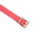 Cherry blossom pink leather choker with ostrich skin pattern and rose gold heart buckle from Angel's & Demon's Kiss collection