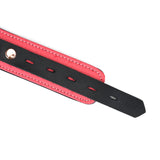 Luxurious cherry blossom pink leather BDSM collar with ostrich skin pattern and adjustable buckle from Angel's Kiss collection.