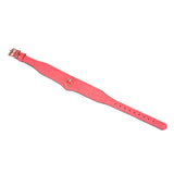 Cherry Blossom Pink Leather Bondage Collar with Ostrich Skin Pattern and Rose Gold Buckle from Angel's & Demon's Kiss Collection