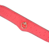 Cherry blossom pink leather collar with ostrich skin pattern and rose gold O-ring from Angel's & Demon's Kiss Bondage collection