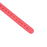 Cherry blossom pink leather bondage collar with adjustment holes and black hardware detail from Angel's Kiss collection