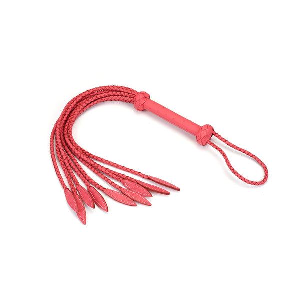 Cherry Blossom Pink Leather Cat O' Nine Tails Flogger from Angel's & Demon's Kiss Bondage Collection