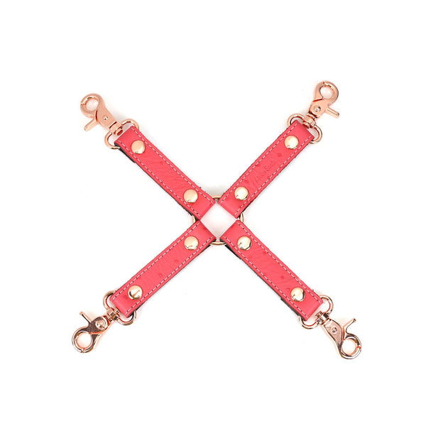 Cherry Blossom Pink Leather Hog Tie with Rose Gold Hardware from Angel's Kiss Collection