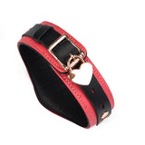 Cherry blossom pink leather bondage collar with ostrich pattern and heart-shaped padlock from Angel's Kiss collection