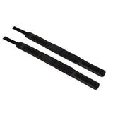 Black vegan leather wrist-to-thigh restraints with adjustable straps and padded design for a luxurious, animal-free BDSM experience