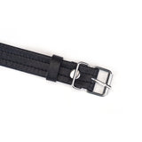 Adjustable buckle of Black Bond Leather Blindfold with soft lining for sensory deprivation play