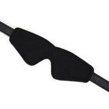 Black ergonomic blindfold with adjustable straps for sensory deprivation, part of BDSM accessory collection
