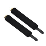Victorian Garden black vegan leather ankle cuffs with plush padding and brass D-rings for BDSM roleplay